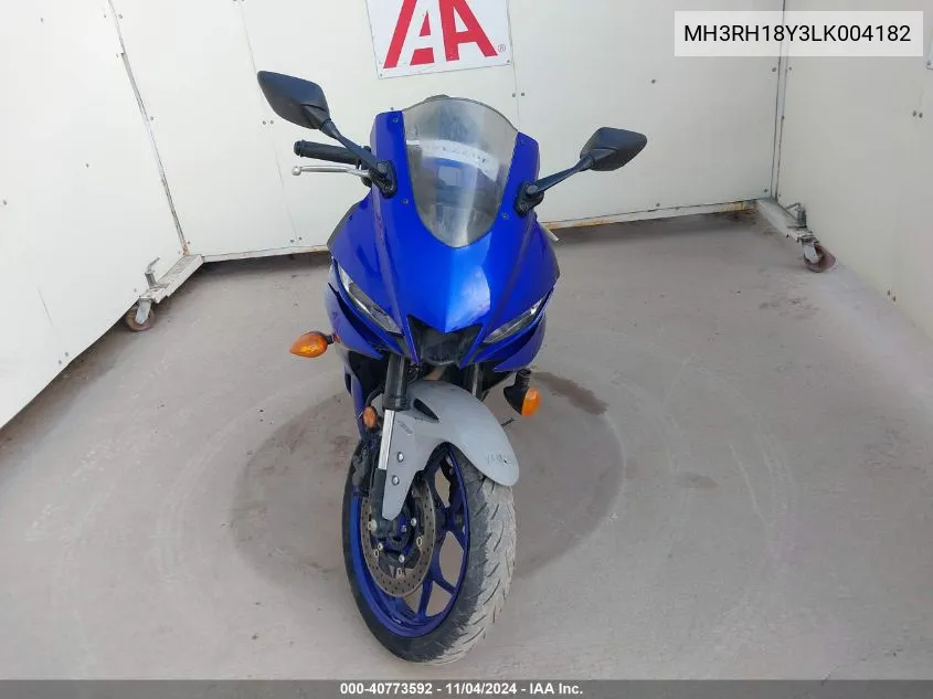 2020 Yamaha Yzfr3 A VIN: MH3RH18Y3LK004182 Lot: 40773592