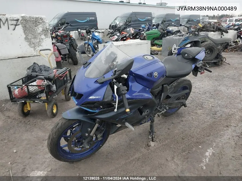 2022 Yamaha Yzfr7 VIN: JYARM38N9NA000489 Lot: 12139025