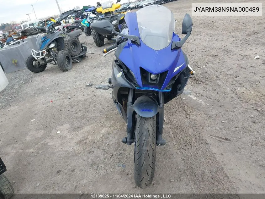 2022 Yamaha Yzfr7 VIN: JYARM38N9NA000489 Lot: 12139025