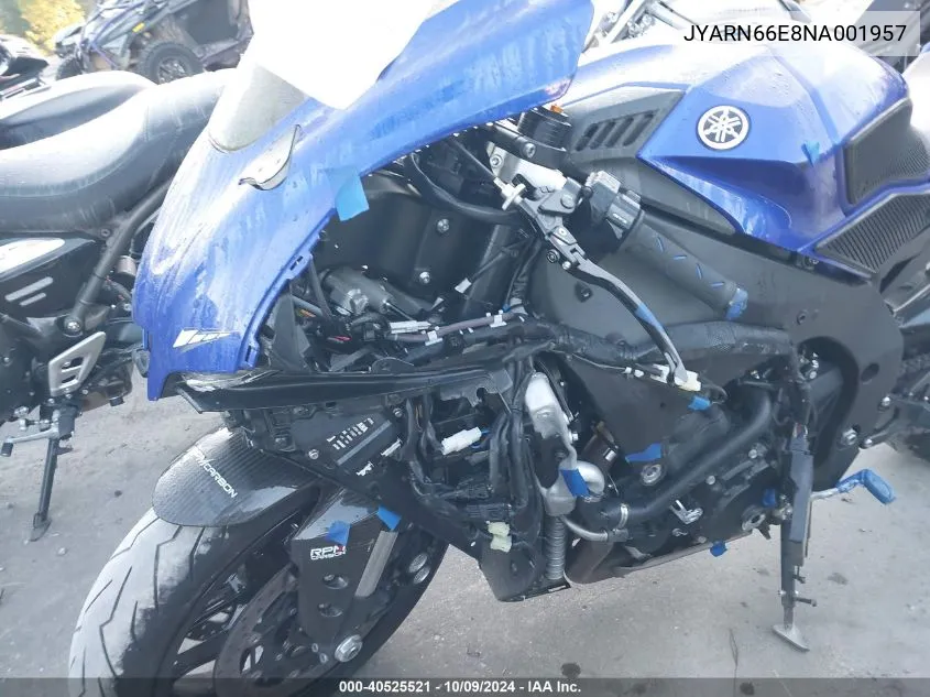 2022 Yamaha Yzfr1 VIN: JYARN66E8NA001957 Lot: 40525521