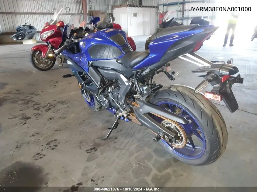 2022 Yamaha Yzfr7 VIN: JYARM38E0NA001000 Lot: 40621076