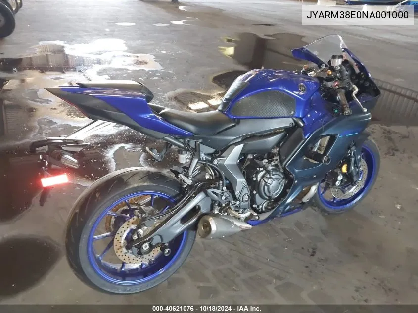 2022 Yamaha Yzfr7 VIN: JYARM38E0NA001000 Lot: 40621076