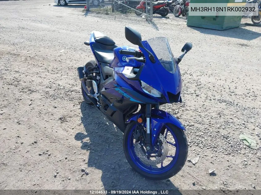 2024 Yamaha Yzfr3 A VIN: MH3RH18N1RK002932 Lot: 12104533