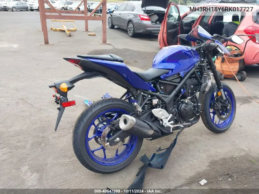 2024 Yamaha Yzfr3 A VIN: MH3RH18Y6RK017727 Lot: 40547889