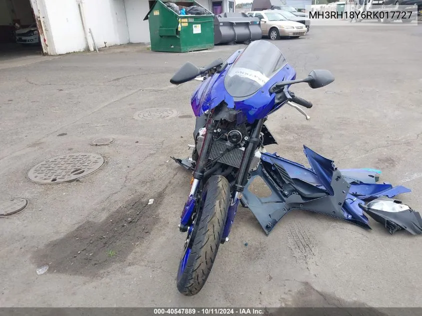 2024 Yamaha Yzfr3 A VIN: MH3RH18Y6RK017727 Lot: 40547889