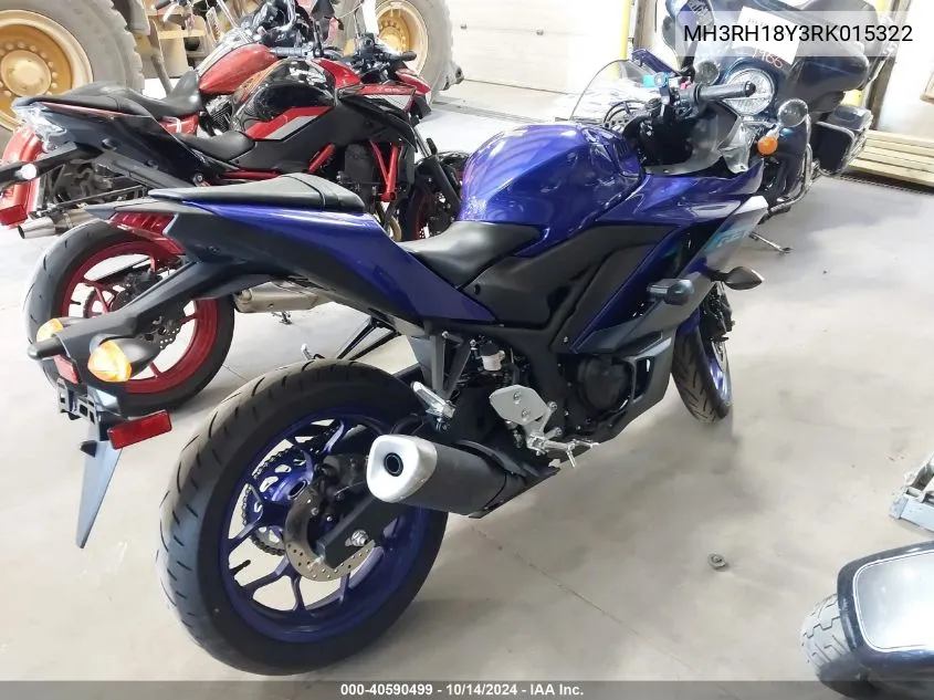 2024 Yamaha Yzfr3 A VIN: MH3RH18Y3RK015322 Lot: 40590499