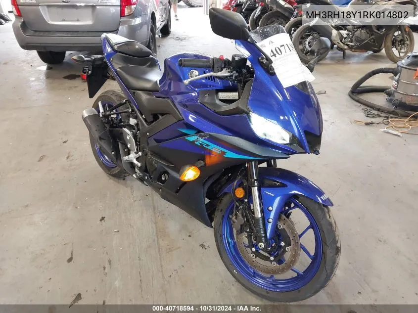 2024 Yamaha Yzfr3 A VIN: MH3RH18Y1RK014802 Lot: 40718594