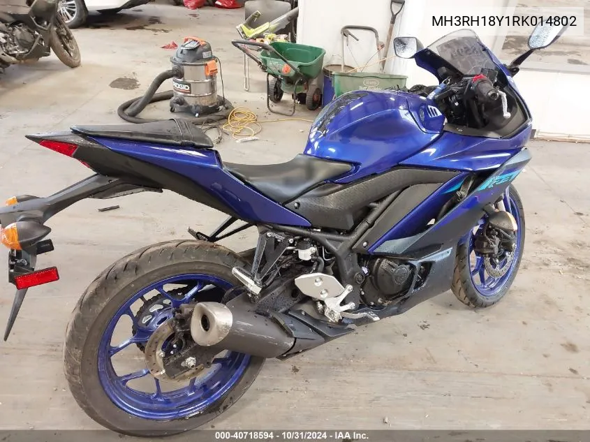 2024 Yamaha Yzfr3 A VIN: MH3RH18Y1RK014802 Lot: 40718594